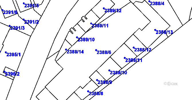 Parcela st. 2388/6 v KÚ Modřany, Katastrální mapa