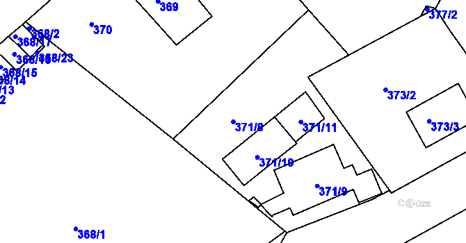 Parcela st. 371/8 v KÚ Modřany, Katastrální mapa