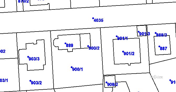 Parcela st. 900/2 v KÚ Modřany, Katastrální mapa
