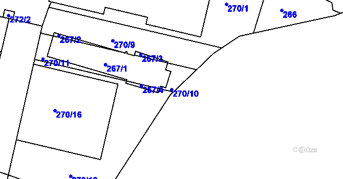 Parcela st. 270/10 v KÚ Modřany, Katastrální mapa