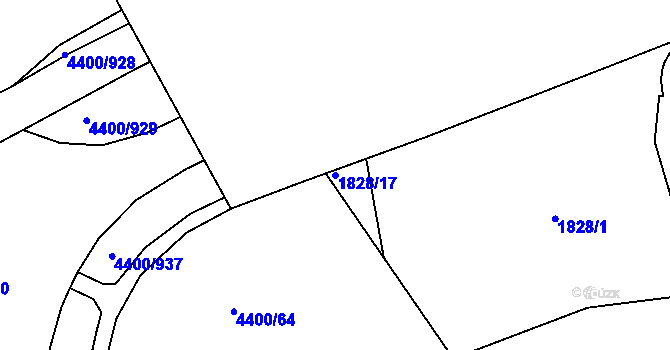 Parcela st. 1828/17 v KÚ Modřany, Katastrální mapa