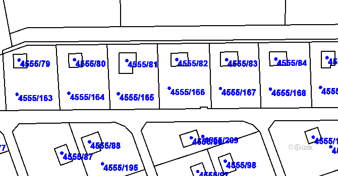 Parcela st. 4555/166 v KÚ Modřany, Katastrální mapa