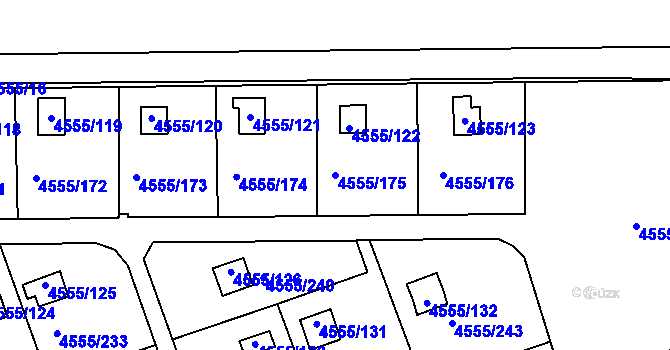 Parcela st. 4555/175 v KÚ Modřany, Katastrální mapa