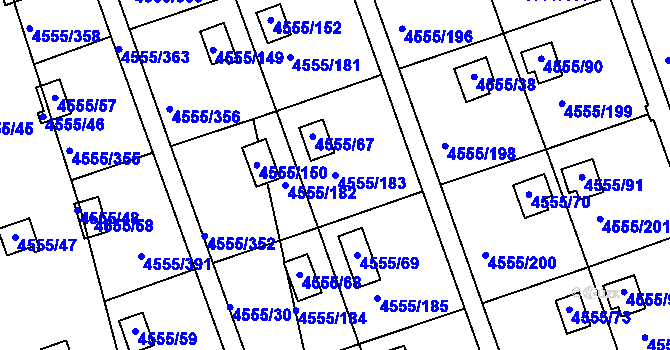 Parcela st. 4555/183 v KÚ Modřany, Katastrální mapa