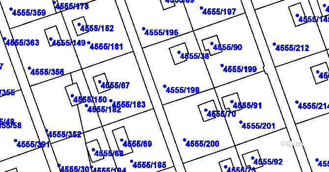 Parcela st. 4555/198 v KÚ Modřany, Katastrální mapa