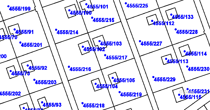 Parcela st. 4555/217 v KÚ Modřany, Katastrální mapa