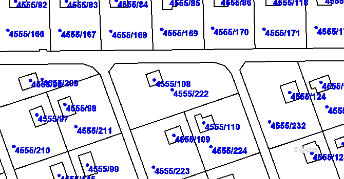 Parcela st. 4555/222 v KÚ Modřany, Katastrální mapa