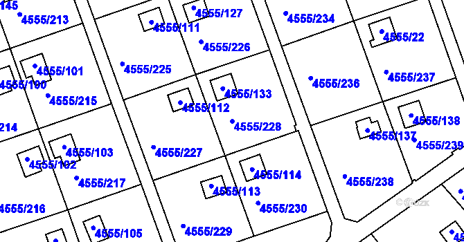 Parcela st. 4555/228 v KÚ Modřany, Katastrální mapa