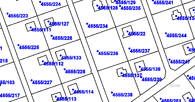Parcela st. 4555/236 v KÚ Modřany, Katastrální mapa