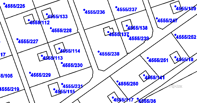 Parcela st. 4555/238 v KÚ Modřany, Katastrální mapa