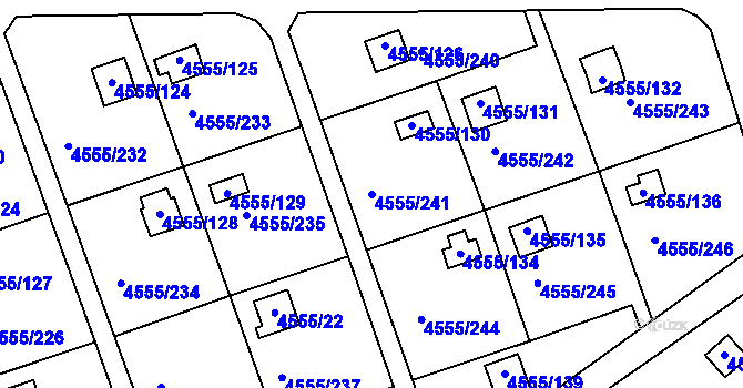 Parcela st. 4555/241 v KÚ Modřany, Katastrální mapa
