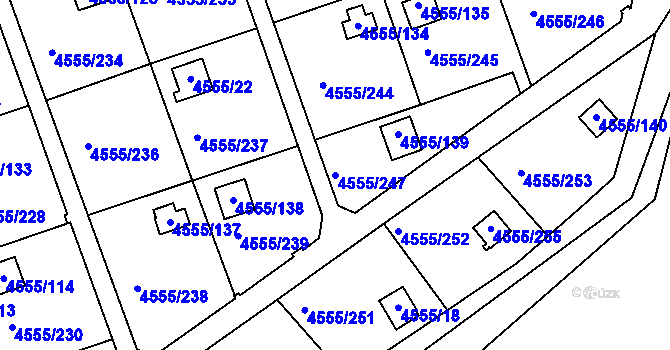 Parcela st. 4555/247 v KÚ Modřany, Katastrální mapa