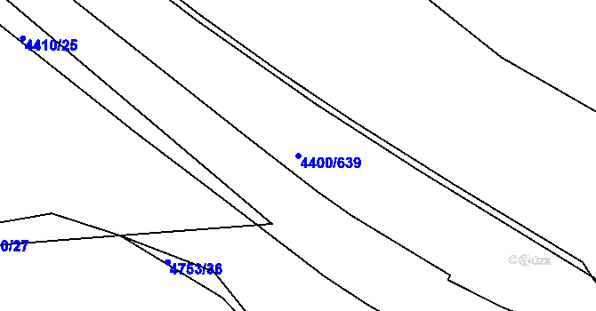Parcela st. 4400/639 v KÚ Modřany, Katastrální mapa