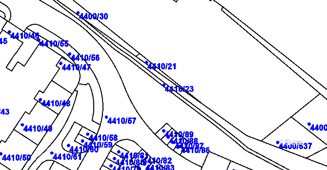 Parcela st. 4410/23 v KÚ Modřany, Katastrální mapa