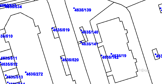Parcela st. 4635/141 v KÚ Modřany, Katastrální mapa