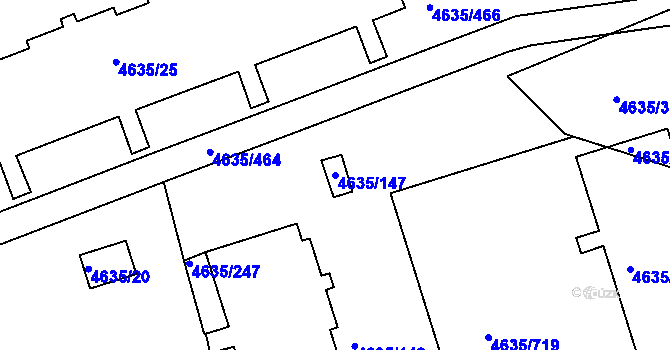 Parcela st. 4635/147 v KÚ Modřany, Katastrální mapa