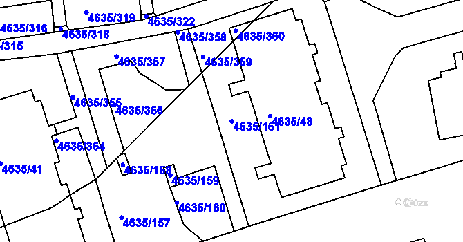 Parcela st. 4635/161 v KÚ Modřany, Katastrální mapa
