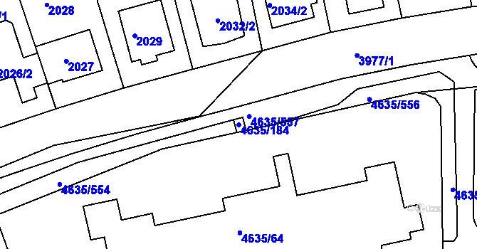 Parcela st. 4635/184 v KÚ Modřany, Katastrální mapa