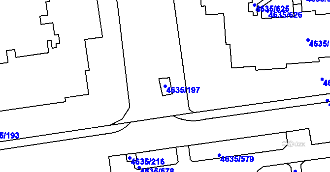 Parcela st. 4635/197 v KÚ Modřany, Katastrální mapa