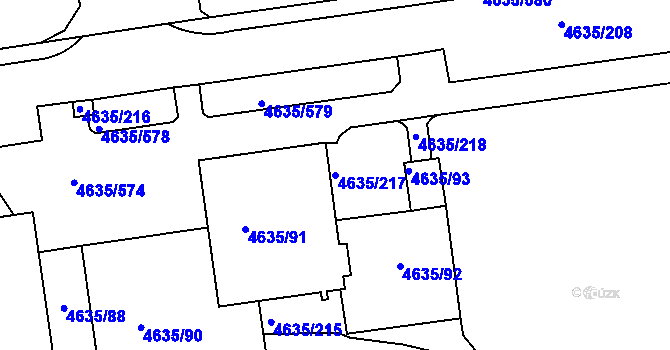 Parcela st. 4635/217 v KÚ Modřany, Katastrální mapa