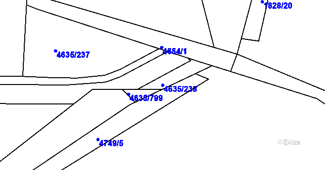 Parcela st. 4635/238 v KÚ Modřany, Katastrální mapa