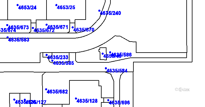 Parcela st. 4653/46 v KÚ Modřany, Katastrální mapa