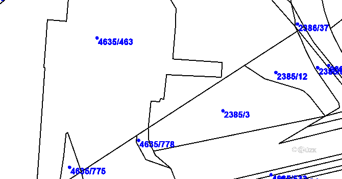 Parcela st. 2385/9 v KÚ Modřany, Katastrální mapa