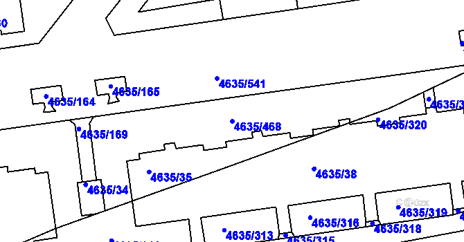 Parcela st. 4635/468 v KÚ Modřany, Katastrální mapa