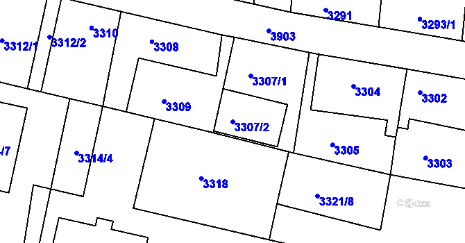 Parcela st. 3307/2 v KÚ Modřany, Katastrální mapa