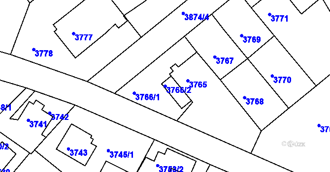 Parcela st. 3766/2 v KÚ Modřany, Katastrální mapa