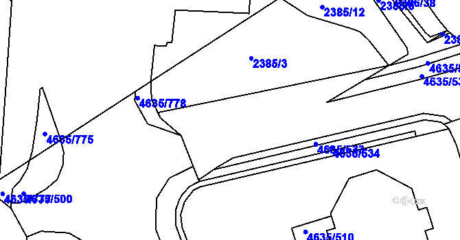 Parcela st. 2385/13 v KÚ Modřany, Katastrální mapa