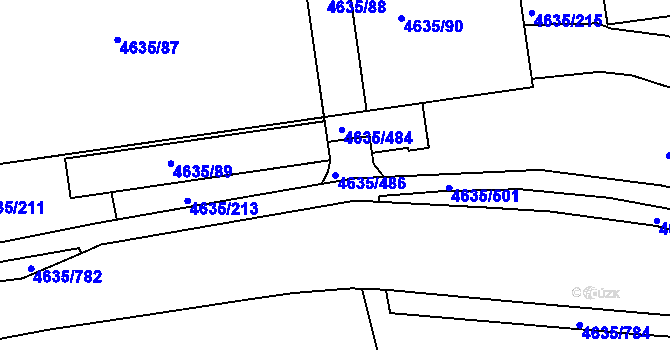 Parcela st. 4635/486 v KÚ Modřany, Katastrální mapa