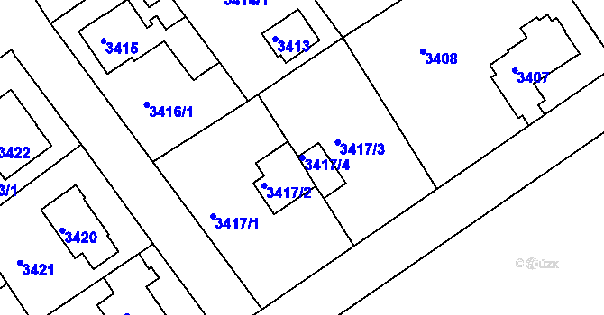 Parcela st. 3417/4 v KÚ Modřany, Katastrální mapa