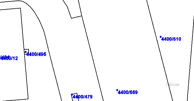 Parcela st. 4400/670 v KÚ Modřany, Katastrální mapa