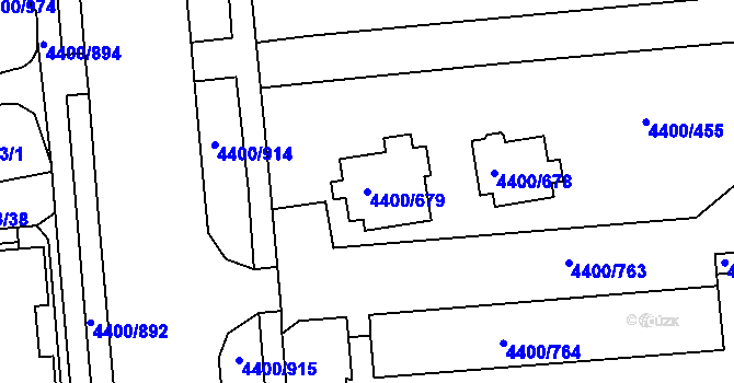 Parcela st. 4400/679 v KÚ Modřany, Katastrální mapa