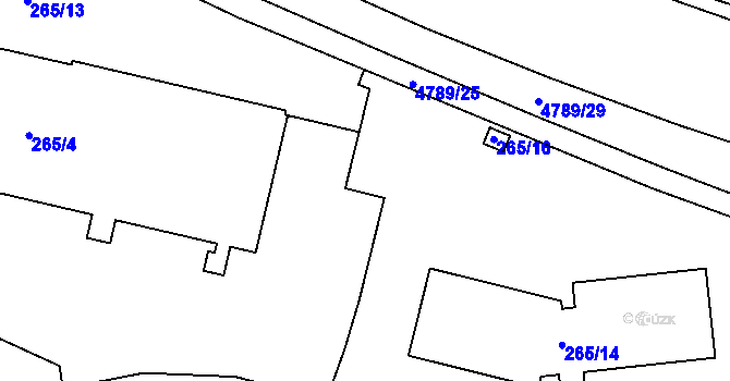 Parcela st. 265/12 v KÚ Modřany, Katastrální mapa