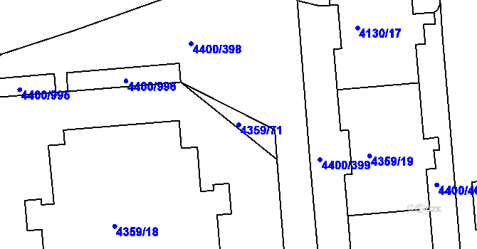Parcela st. 4359/71 v KÚ Modřany, Katastrální mapa