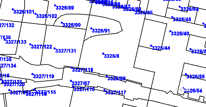 Parcela st. 3326/8 v KÚ Modřany, Katastrální mapa