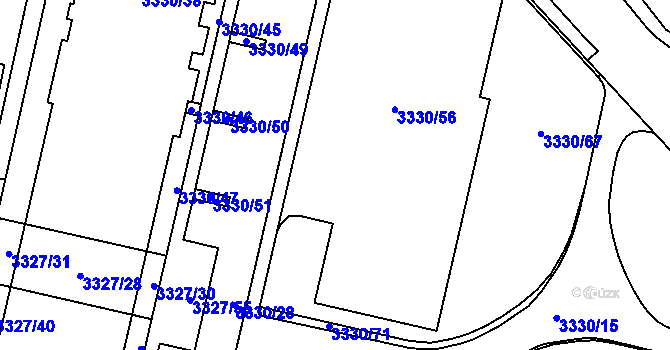 Parcela st. 3330/11 v KÚ Modřany, Katastrální mapa
