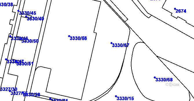 Parcela st. 3330/12 v KÚ Modřany, Katastrální mapa