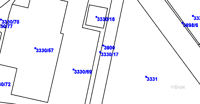 Parcela st. 3330/17 v KÚ Modřany, Katastrální mapa