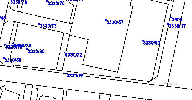 Parcela st. 3330/22 v KÚ Modřany, Katastrální mapa