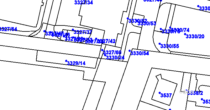 Parcela st. 3330/24 v KÚ Modřany, Katastrální mapa
