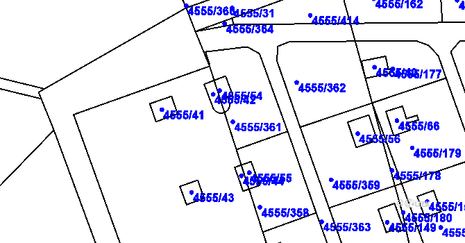 Parcela st. 4555/361 v KÚ Modřany, Katastrální mapa
