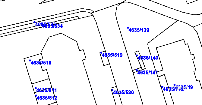 Parcela st. 4635/519 v KÚ Modřany, Katastrální mapa