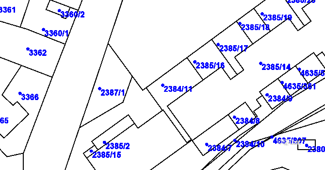 Parcela st. 2384/11 v KÚ Modřany, Katastrální mapa