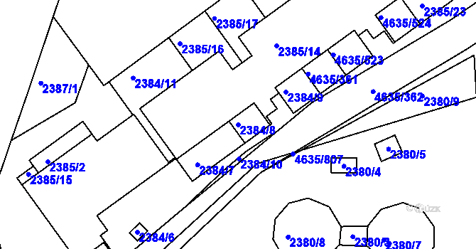 Parcela st. 2384/8 v KÚ Modřany, Katastrální mapa