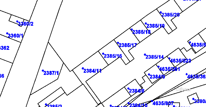 Parcela st. 2385/16 v KÚ Modřany, Katastrální mapa