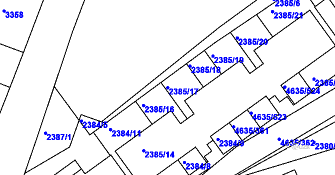 Parcela st. 2385/17 v KÚ Modřany, Katastrální mapa