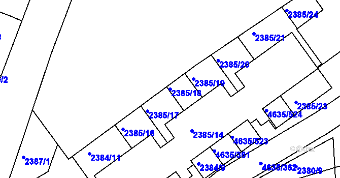 Parcela st. 2385/18 v KÚ Modřany, Katastrální mapa